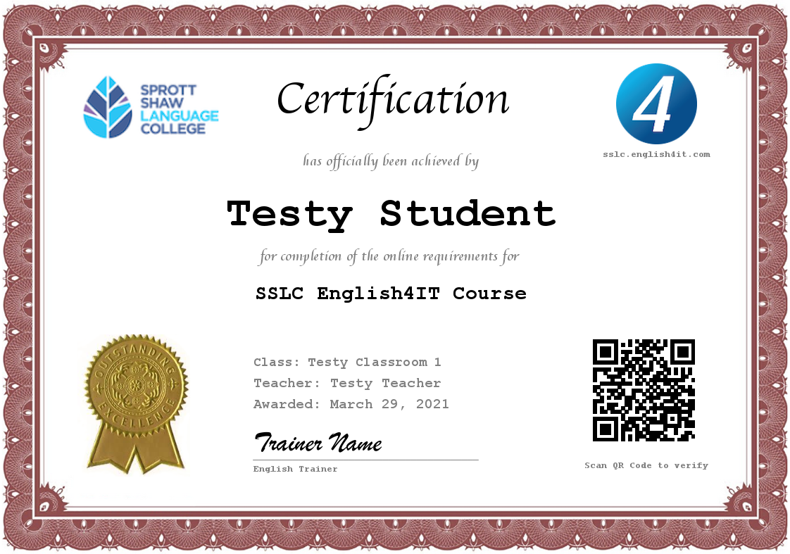 SSLC English4InfoTech Certificate